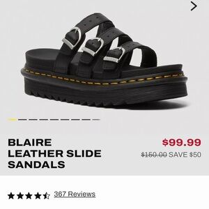 Dr. Martens Black Leather Slide Sandals